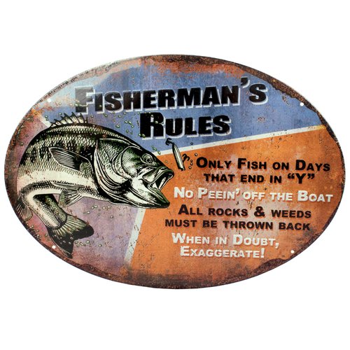 Fisherman Rules Tin Sign