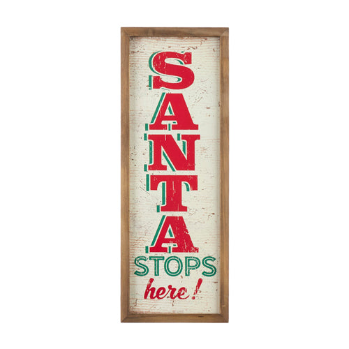 24.75" Santa Stops Here Wood Framed Wall Art