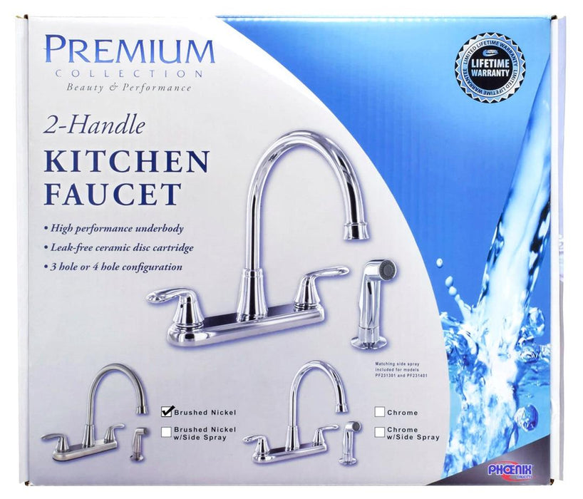 Two-Handle 8" Hybrid Kitchen Faucet With High-Arc Spout - Brushed Nickel