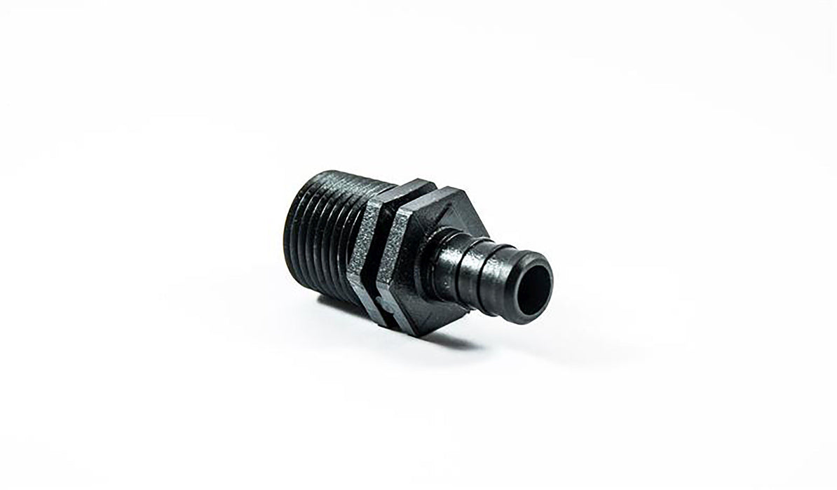 Fresh Water Fitting; Adapter; 1/2 Inch PEX x 1/2 Male Pipe Thread; Straight; Black;