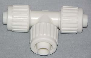 Fresh Water Fitting; Flair-It ™; PEX Coupler; 1/2 Inch PEX x 1/2 Inch PEX x 1/2 Inch PEX; Tee; Plastic; White