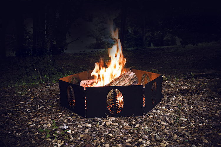 27" Portable Campfire Ring With Tree Cut Outs & Storage Bag