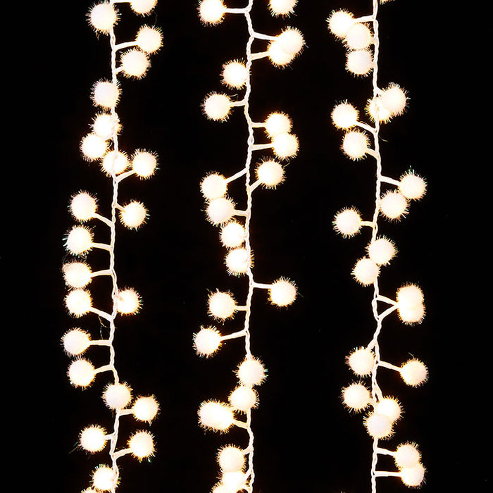 8' White Snowball Snake Light w/130 Warm White Lights
