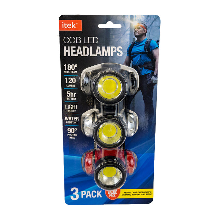 3 Pack COB LED Headlamp