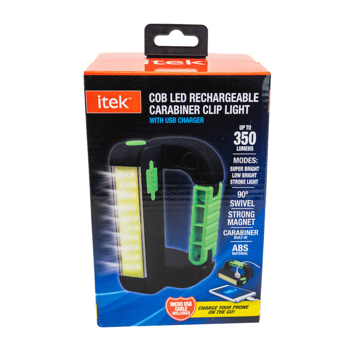 COB LED Rechargeable Carabiner Clip Light